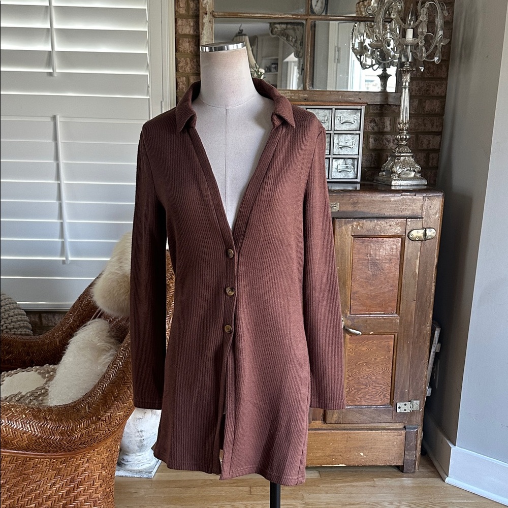 WALTER BAKER CHOCOLATE BUTTON CARDIGAN LARGE NEW